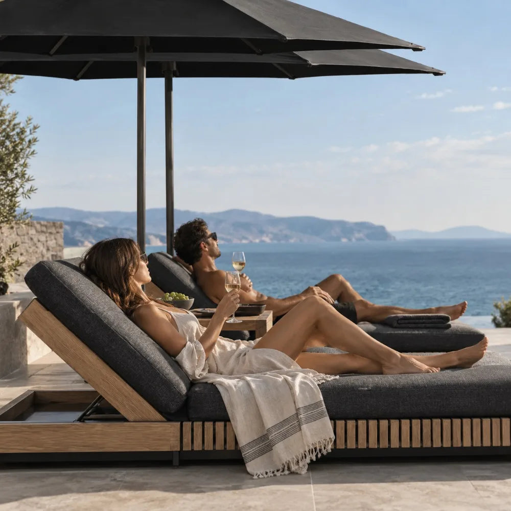 Nordic Solid Wood Outdoor Sofa Set for Patio and Garden