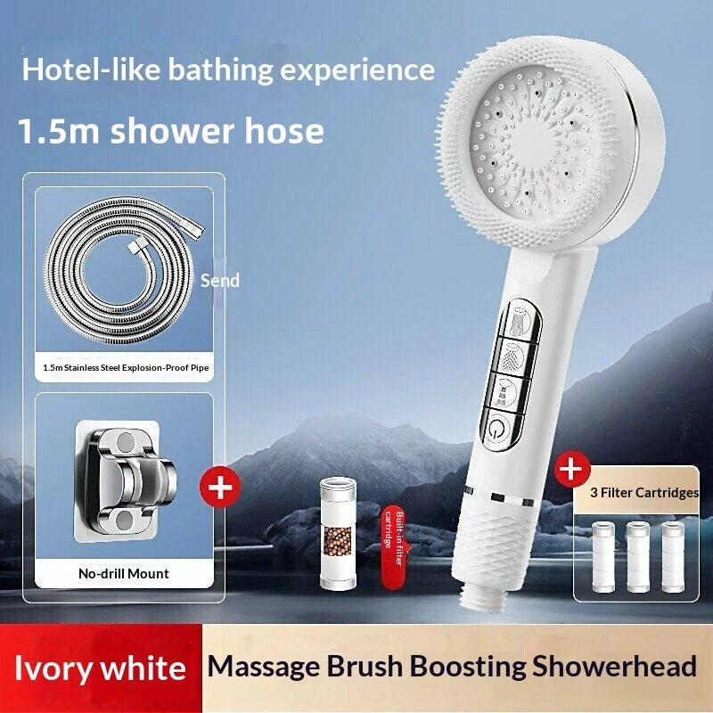 Pressurized Handheld Shower Head With Four Adjustable Spray Modes