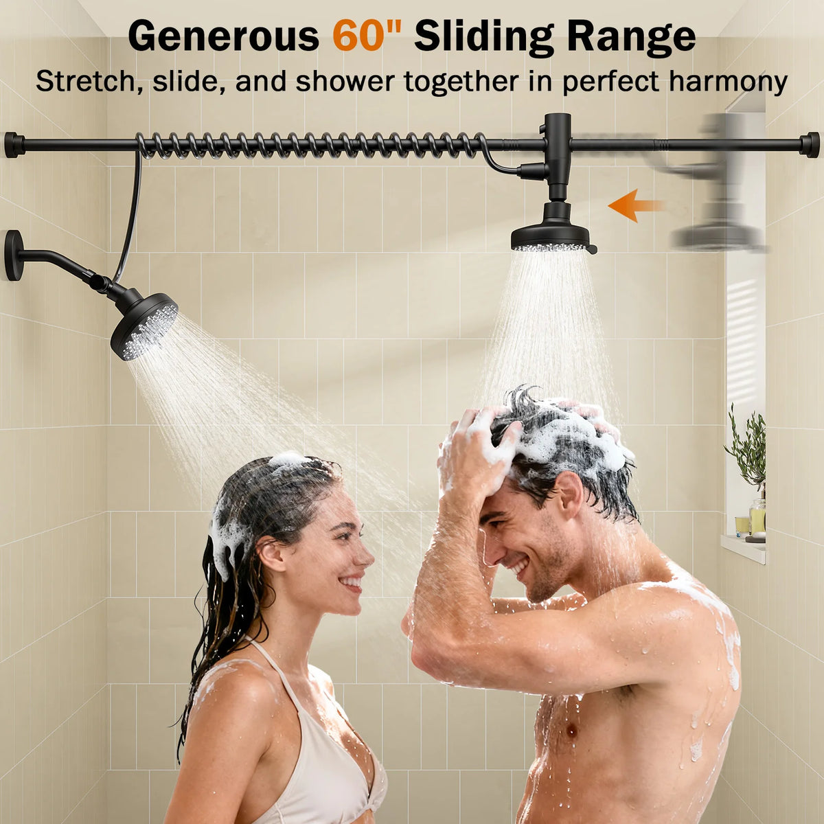 Adjustable Dual Shower Head For Couples With High Pressure Flow