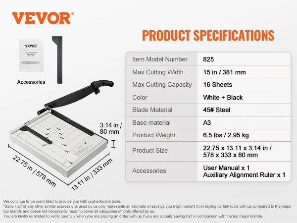 SucceBuy Heavy Duty Guillotine Paper Cutter for Home Office Use