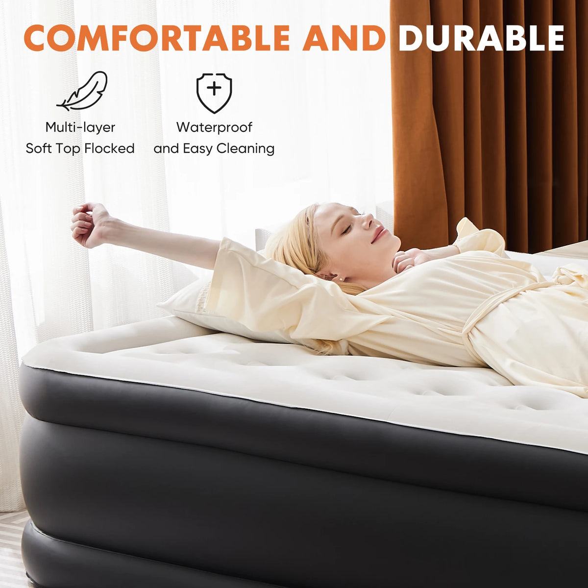JHK Double Height Air Mattress For Home And Camping
