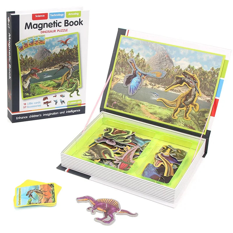 Magnetic 3D Cartoon Jigsaw Puzzle Book for Kids Brain Training