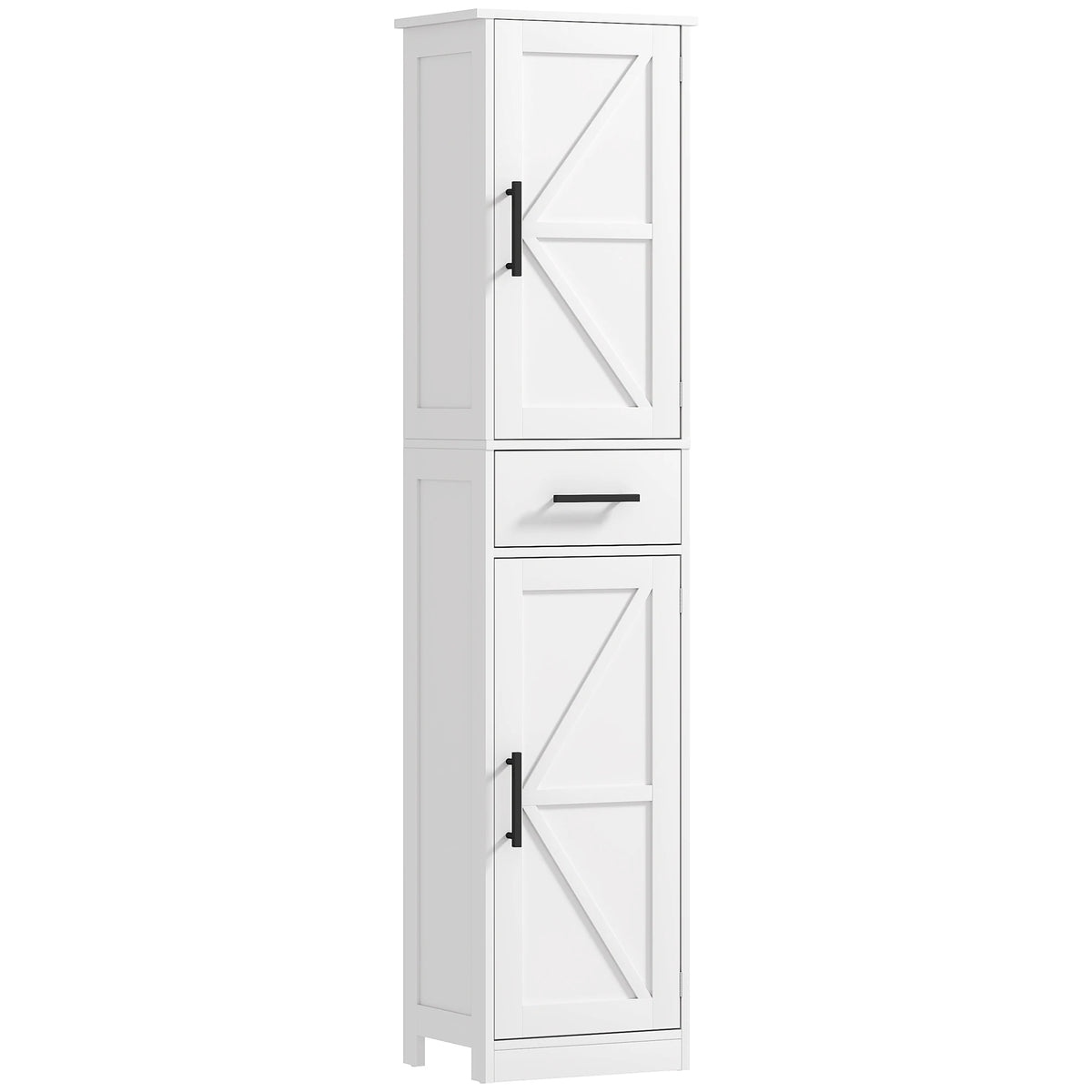 HOMCOM Farmhouse Bathroom Storage Cabinet With Drawer And Barn Doors