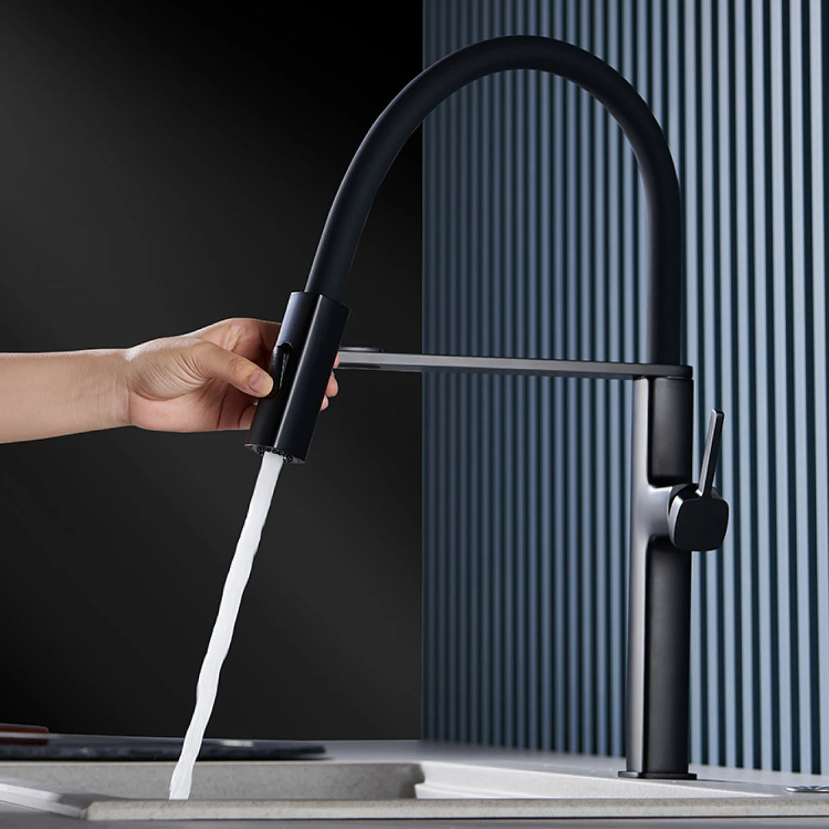 Aitana Brass Pull Out Magnetic Single Handle Kitchen Faucet
