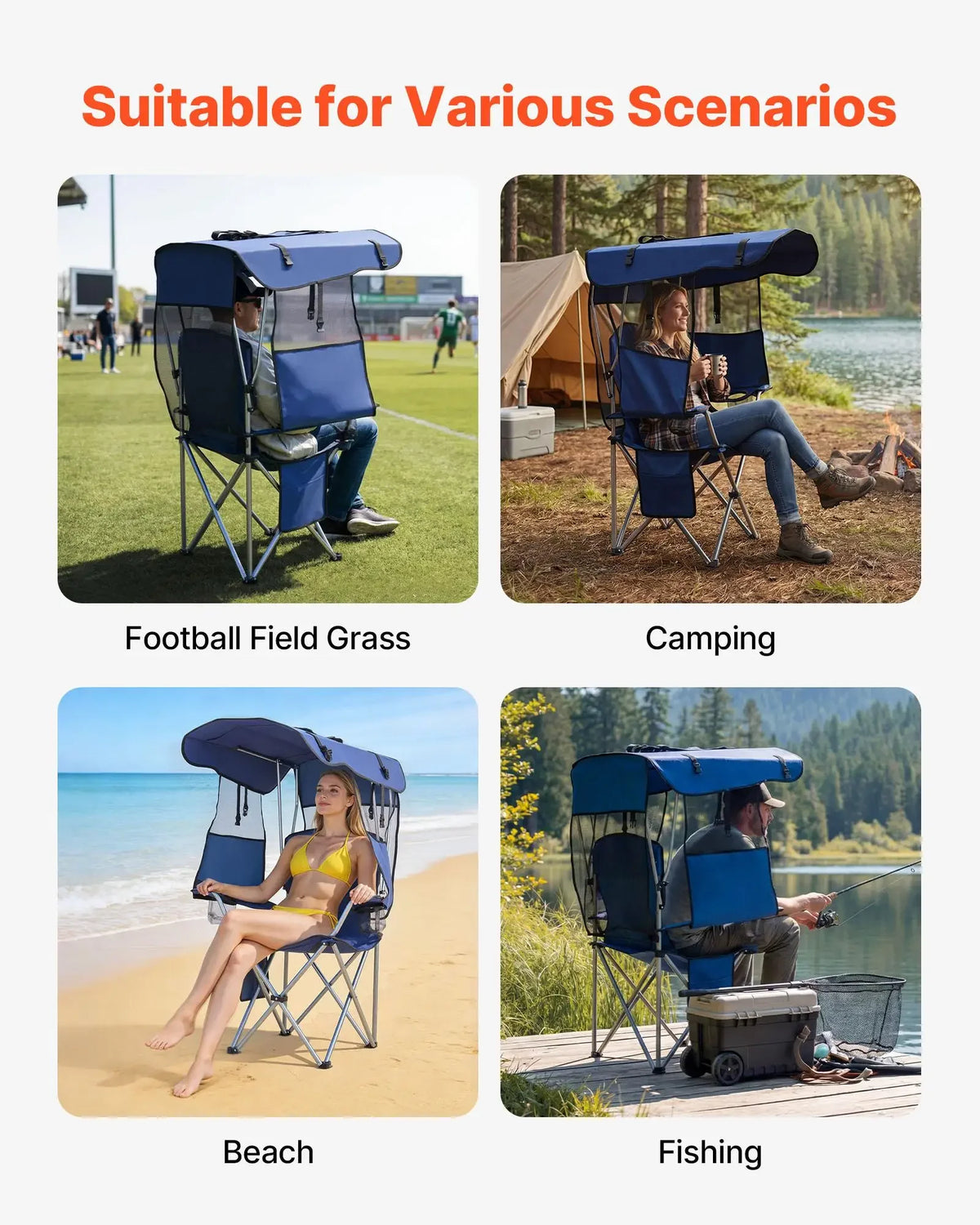 Portable Folding Outdoor Camping Chair With Sunshade