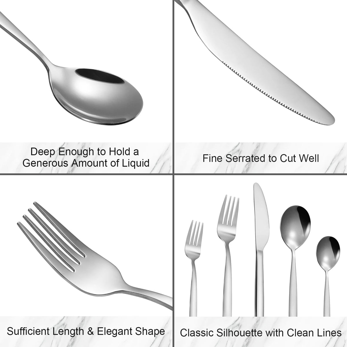HiMISS 316L Stainless Steel Flatware Set for Home and Dining