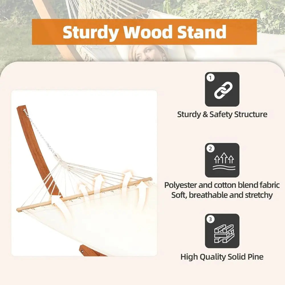 Heavy Duty Two Person Hammock With Stand For Patio Garden