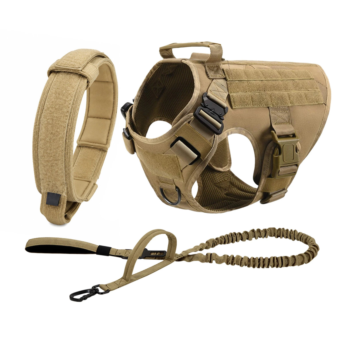 Petavel Tactical Dog Harness With Molle Pouches And Leash
