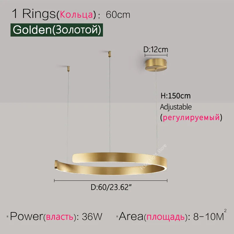 SLL Modern Nordic LED Ring Pendant Light for Living Spaces
