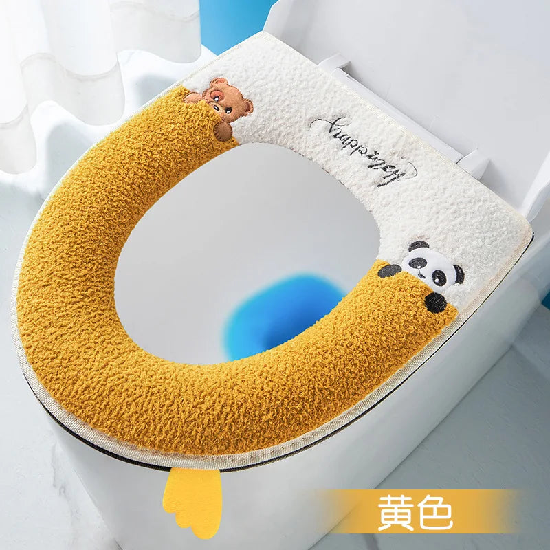 Waterproof Plush Toilet Seat Cover With Washable Zipper Design