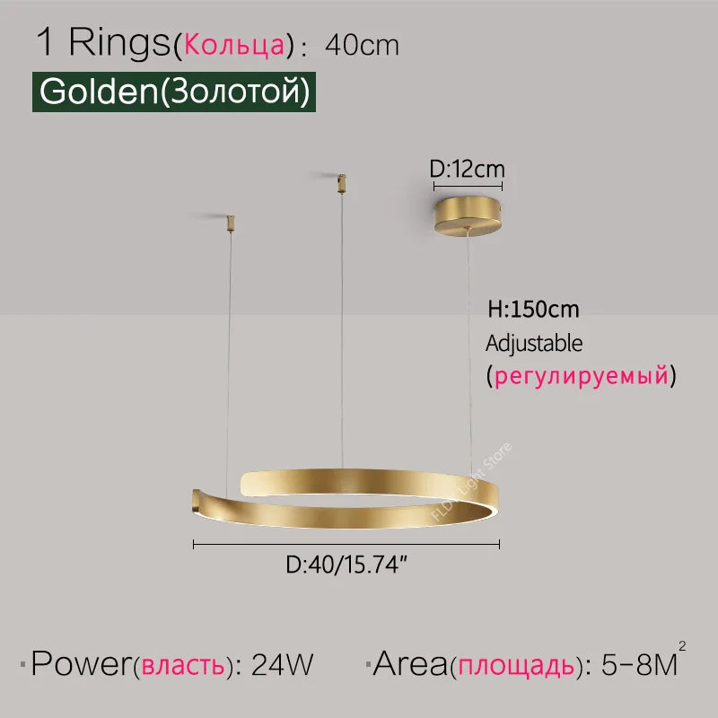 SLL Modern Nordic LED Ring Pendant Light for Living Spaces