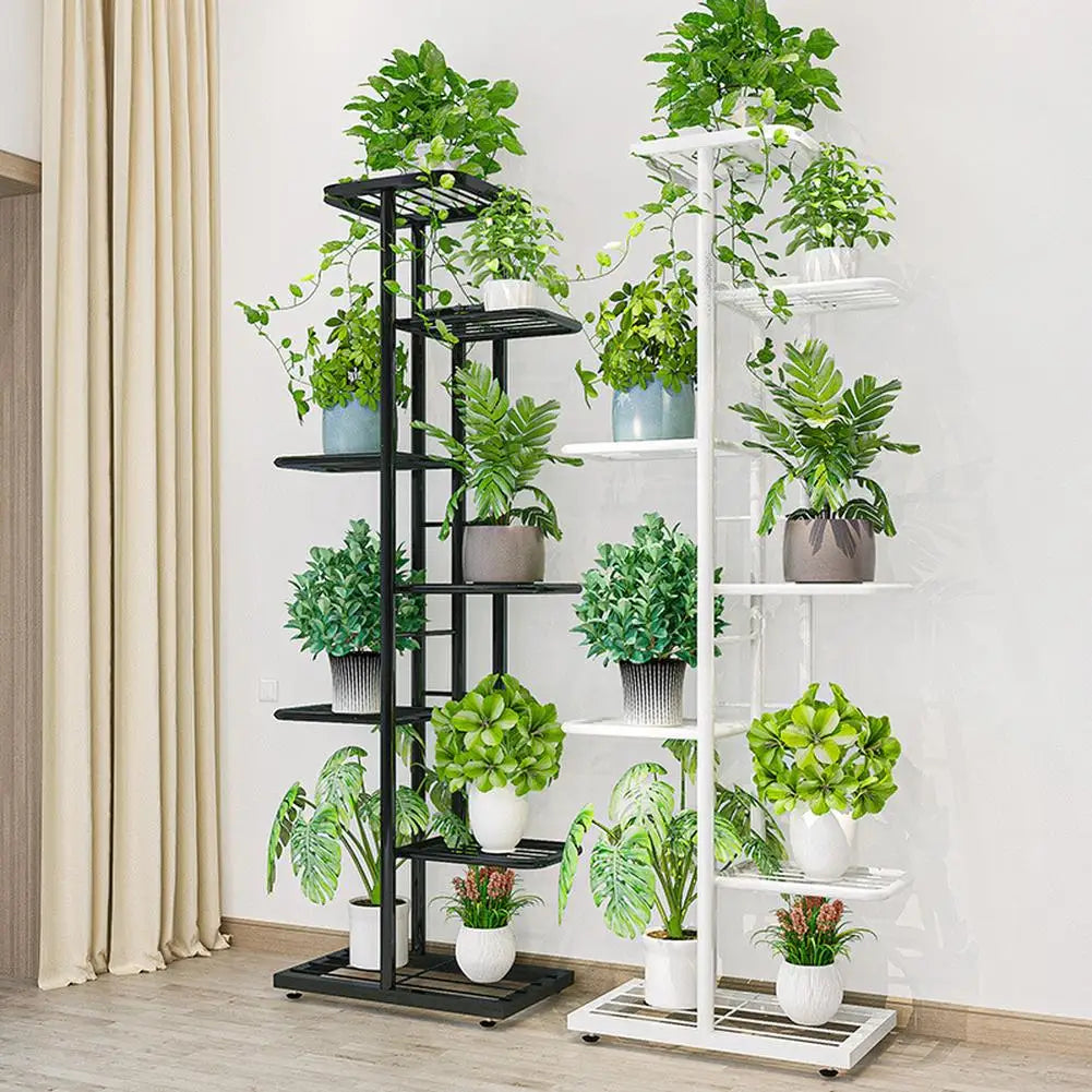 HiMISS Metal Plant Stand With Eight Tier Flower Pot Shelves