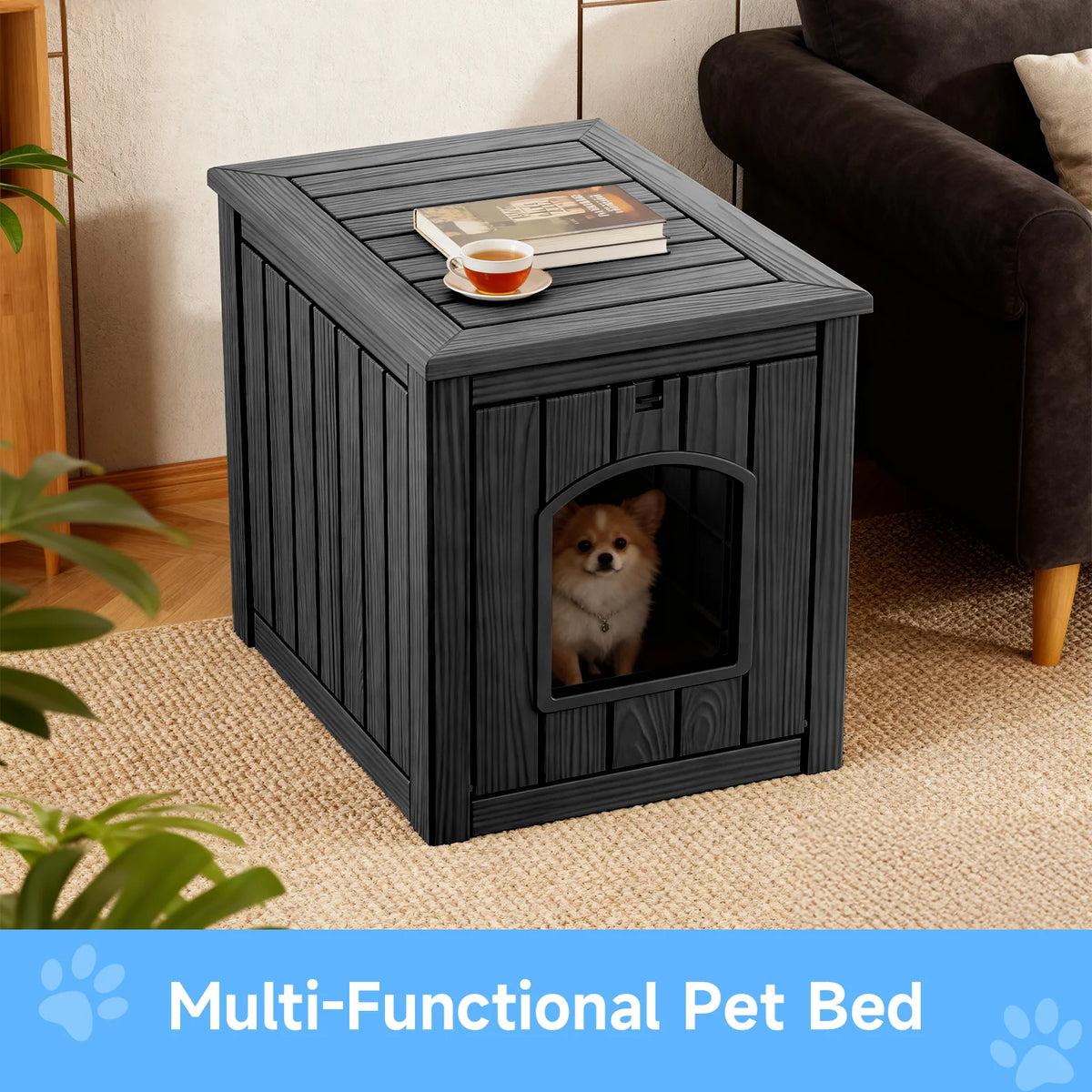 Resin Cat House End Table Waterproof Indoor Outdoor Pet Kennel
