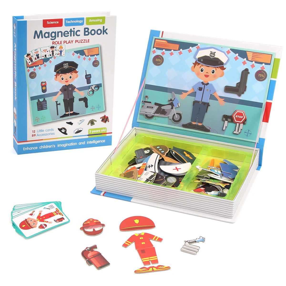 Magnetic 3D Cartoon Jigsaw Puzzle Book for Kids Brain Training