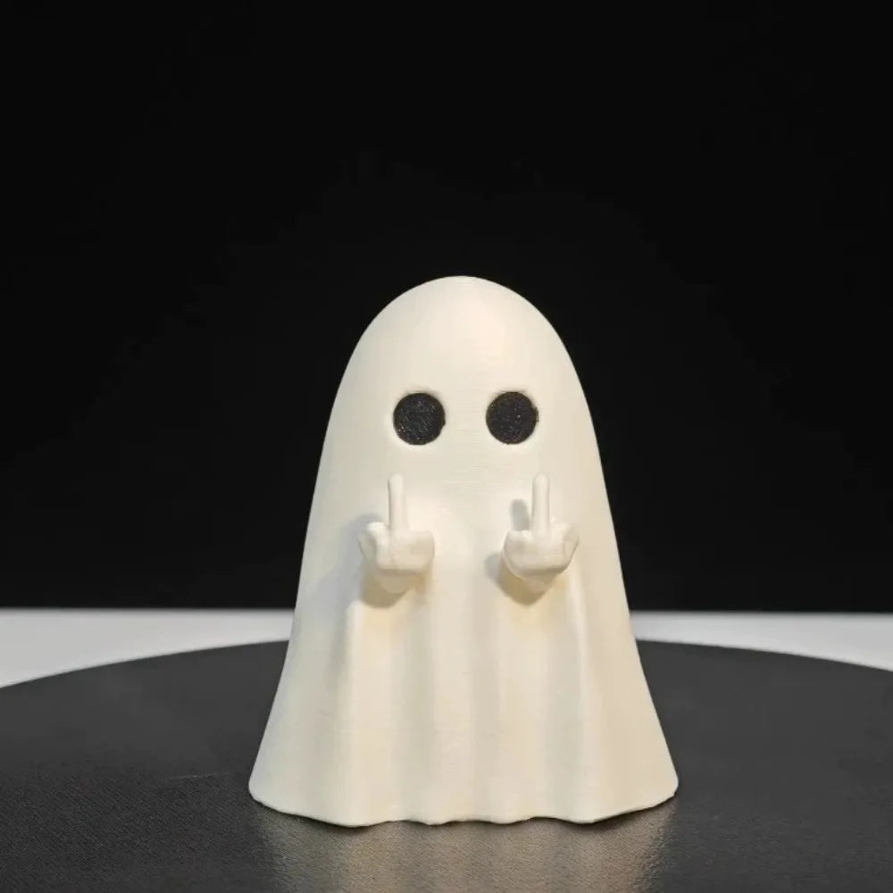 Cute Ghost Resin Statue With Middle Finger Halloween Shelf Decor