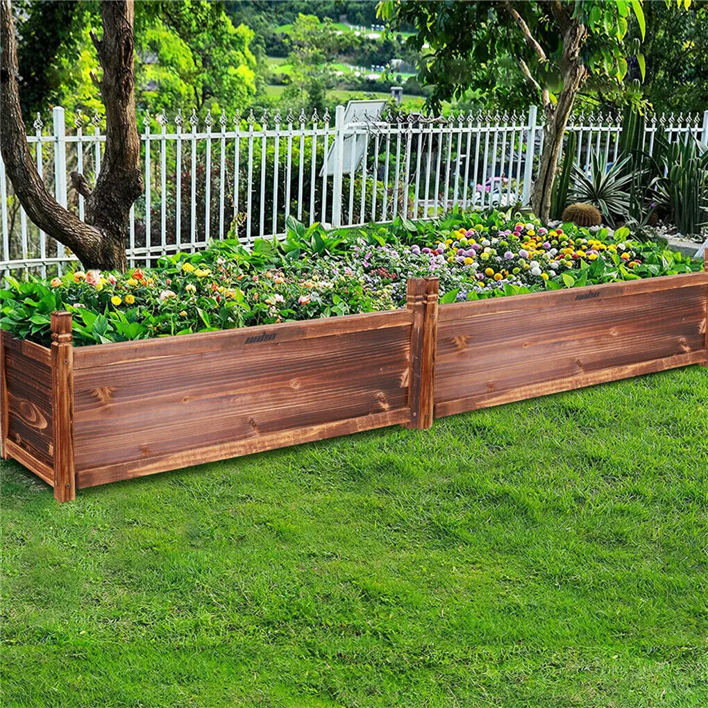 Outdoor Wooden Raised Garden Planter Bed For Flowers And Vegetables