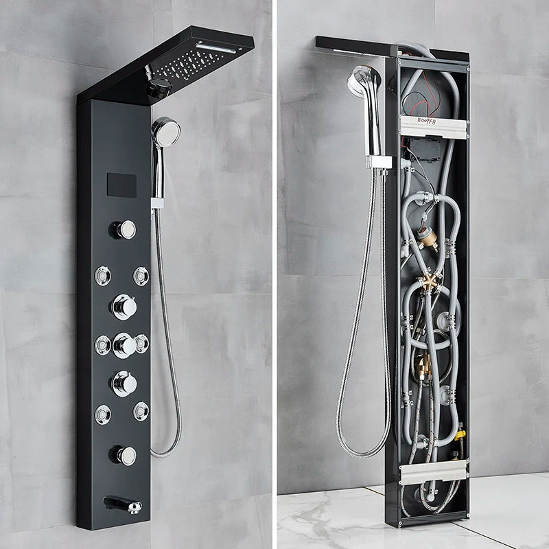 Shinesia LED Shower Panel With Digital Display Spa Massage Jets