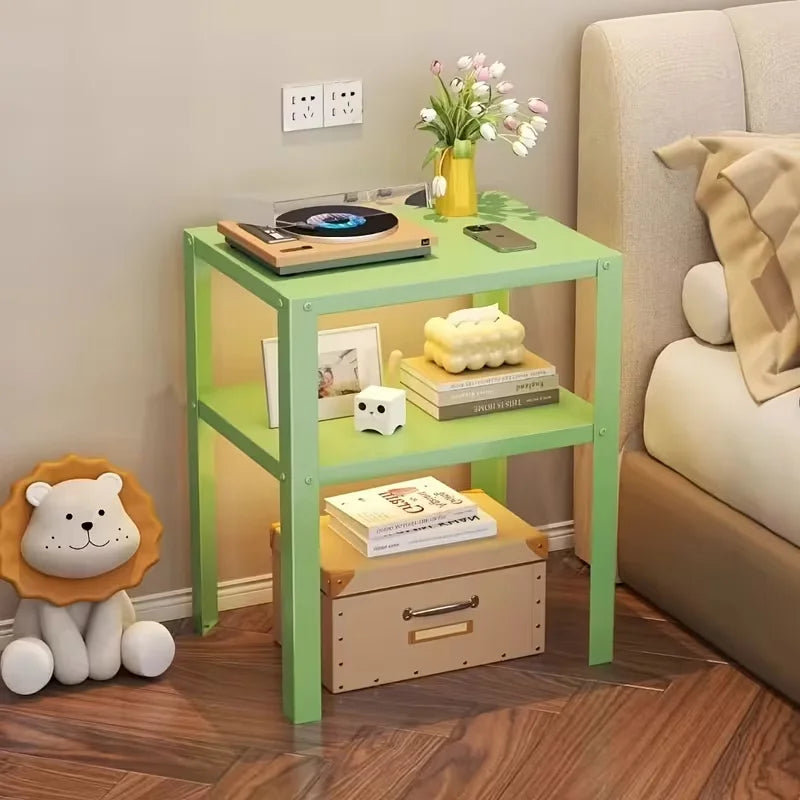Industrial Metal Nightstand Storage Rack With Modern Shelving