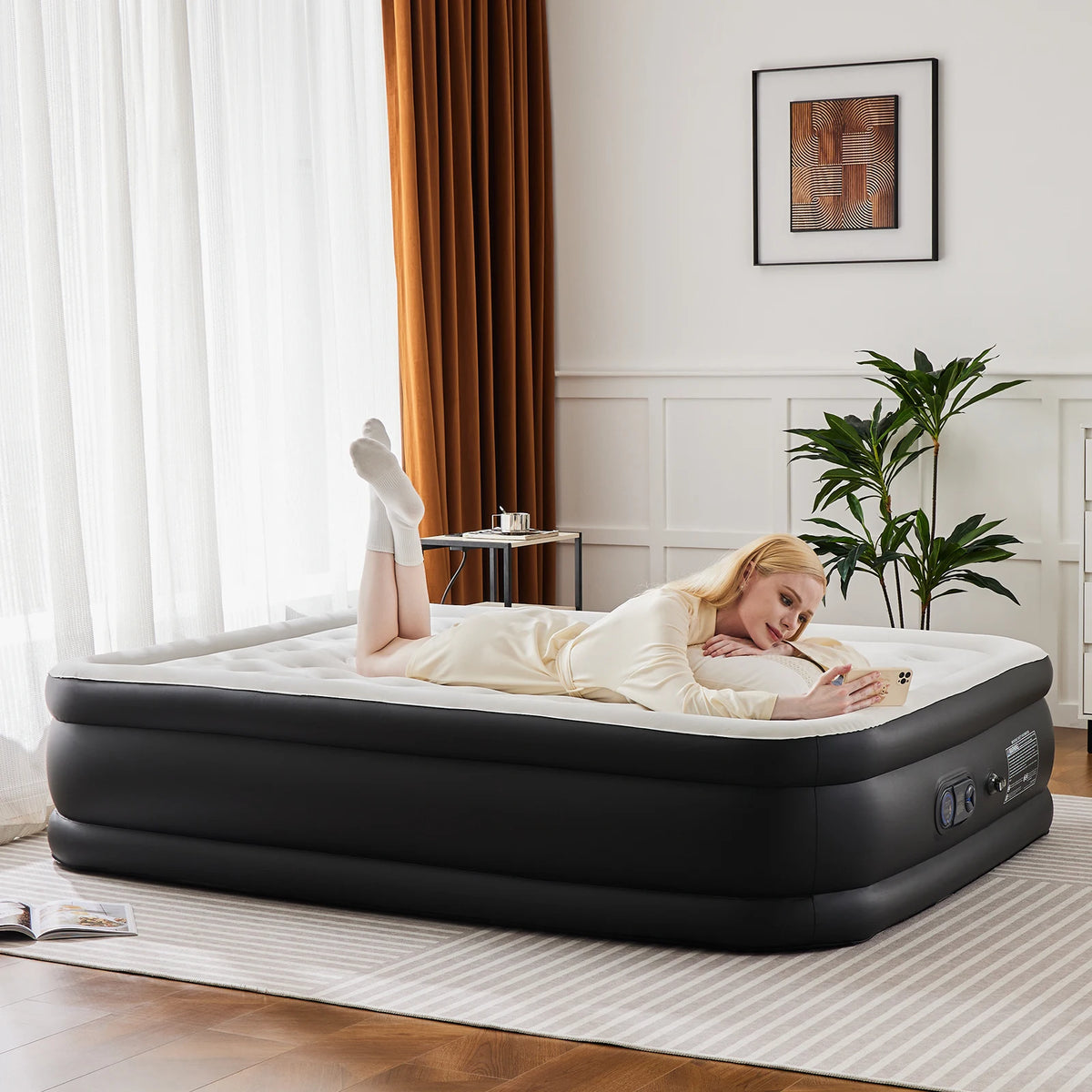 JHK Double Height Air Mattress For Home And Camping