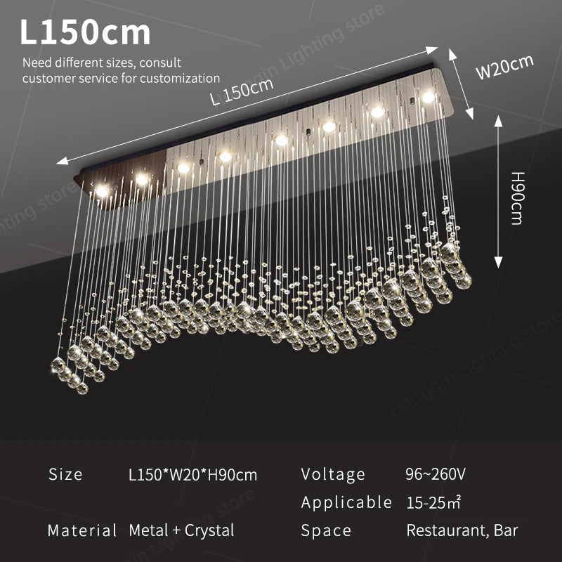 Yingxuan Modern Crystal LED Pendant Chandelier for Kitchen and Living Areas