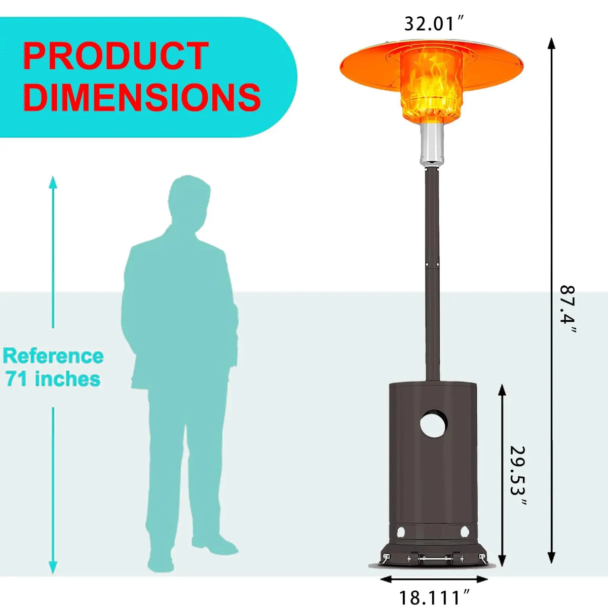 GAOMON Portable Propane Patio Heater With Safety Protection