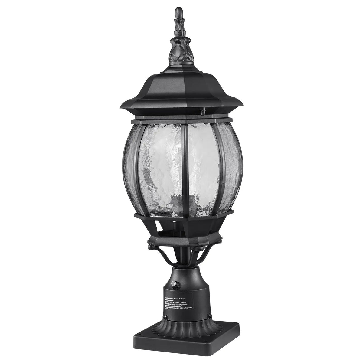 Dusk To Dawn Outdoor Post Light Fixtures With Glass Shade For Patios