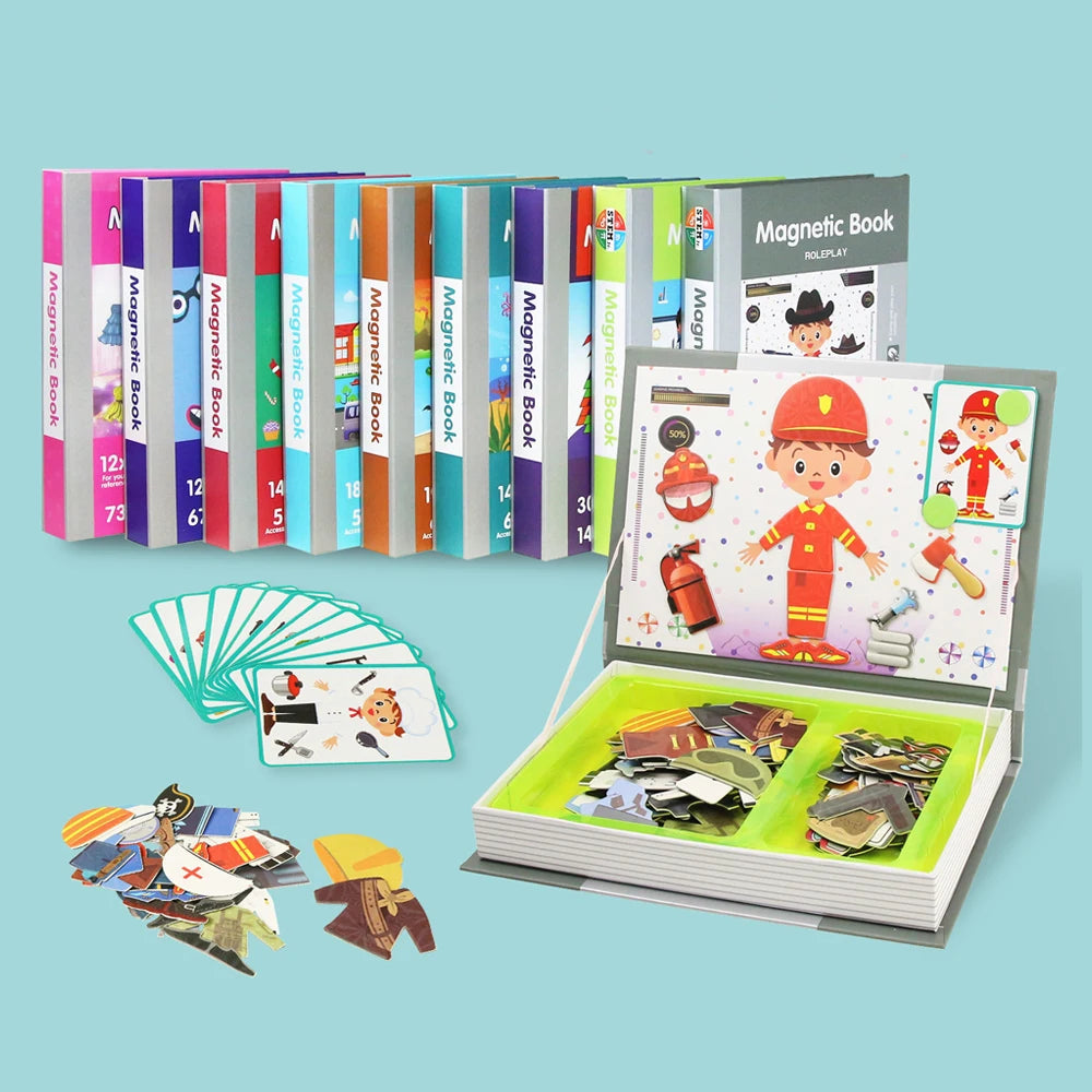 Magnetic 3D Cartoon Jigsaw Puzzle Book for Kids Brain Training