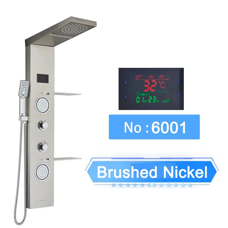 Shinesia LED Shower Panel With Digital Display Spa Massage Jets