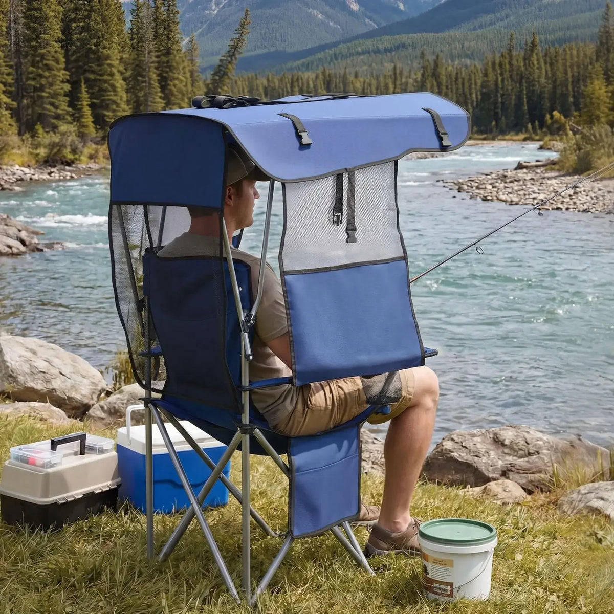 Portable Folding Outdoor Camping Chair With Sunshade