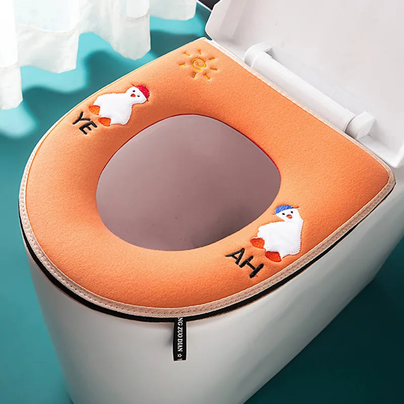 Waterproof Plush Toilet Seat Cover With Washable Zipper Design
