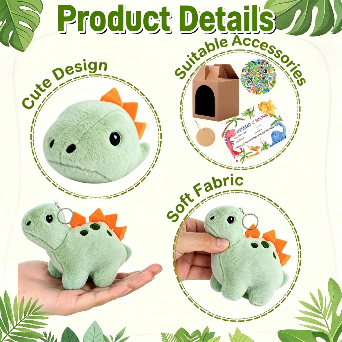 Dinosaur Stuffed Animal Party Favors With Adoption Card Birthday Gifts