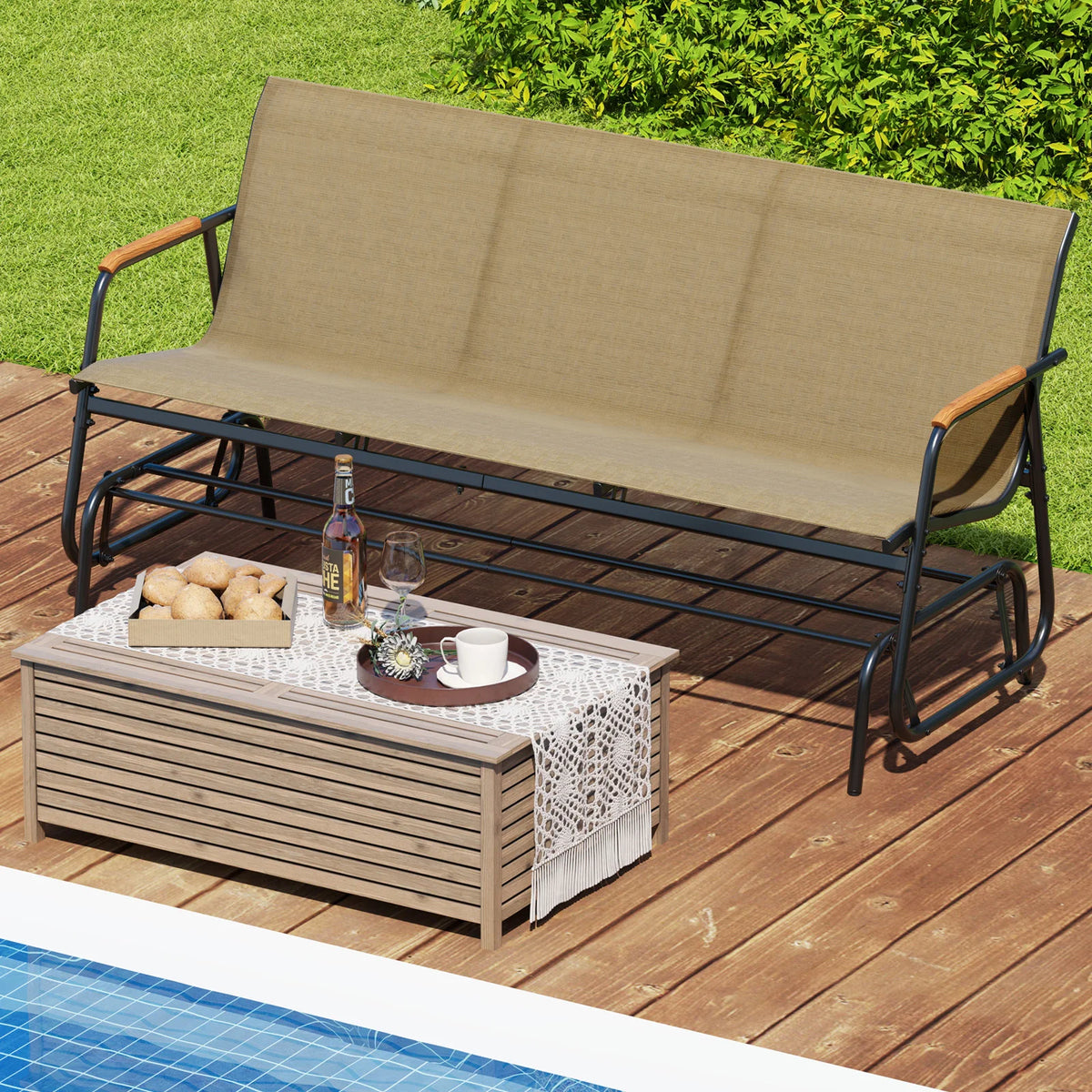 LIFEZEAL Outdoor Swing Glider Bench For Porch Relaxation
