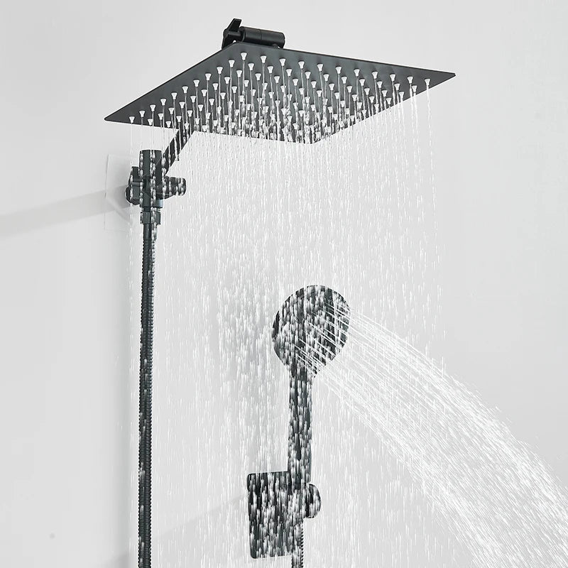 Stainless Steel Square Shower Kit With Hand Shower And Shutter