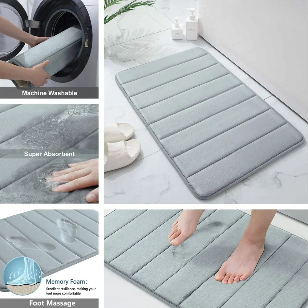 Non Slip Memory Foam Mat Designed For Quick Bathroom Drying