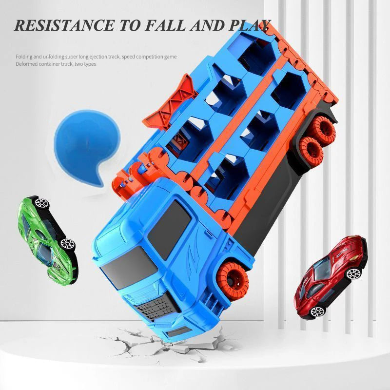 DSUE Folding Car Transporter Truck With Racing Track And Cars