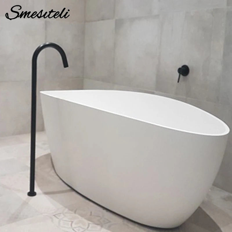 Smesiteli Brass Freestanding Bathtub Filler Floor Mount Bathroom Faucet