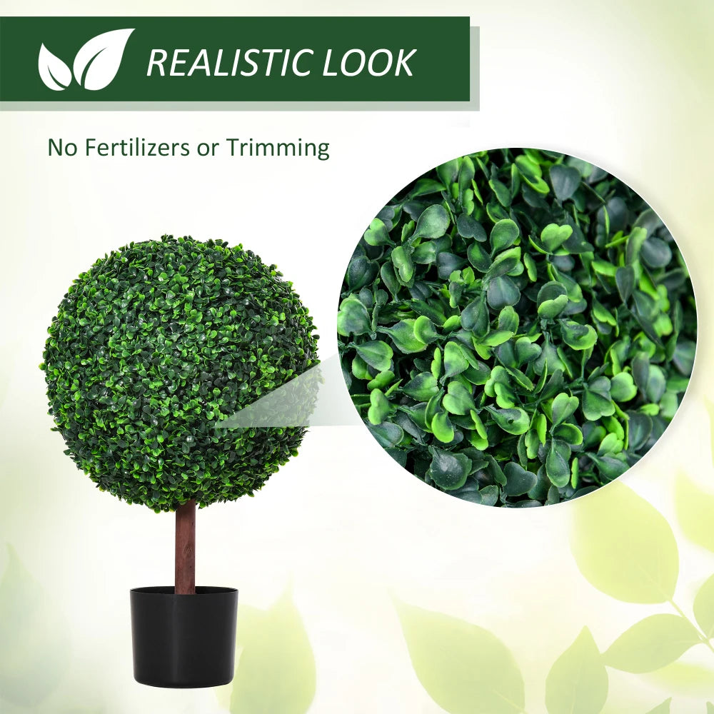 23.5inch Artificial Boxwood Topiary Ball Tree, Fake Decorative Plant, Nursery Pot Included for Home, Balcony, Backyard and Garden