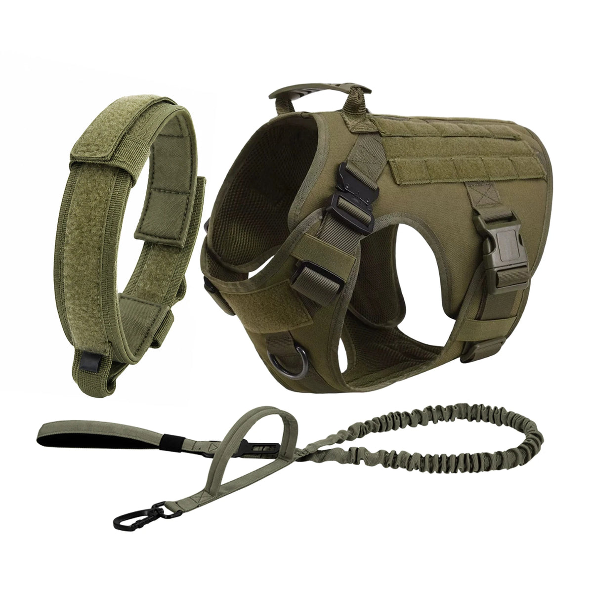 Petavel Tactical Dog Harness With Molle Pouches And Leash