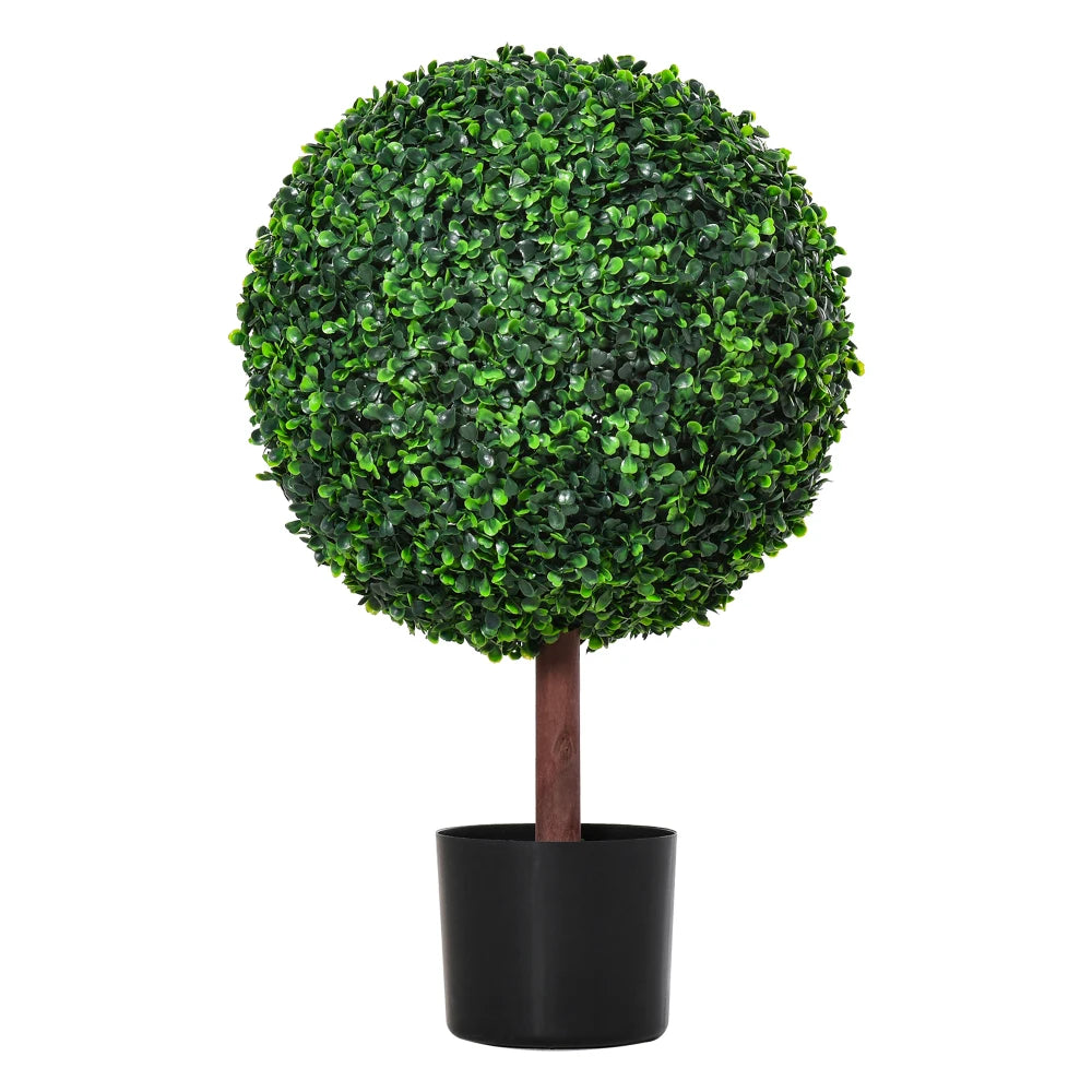 23.5inch Artificial Boxwood Topiary Ball Tree, Fake Decorative Plant, Nursery Pot Included for Home, Balcony, Backyard and Garden