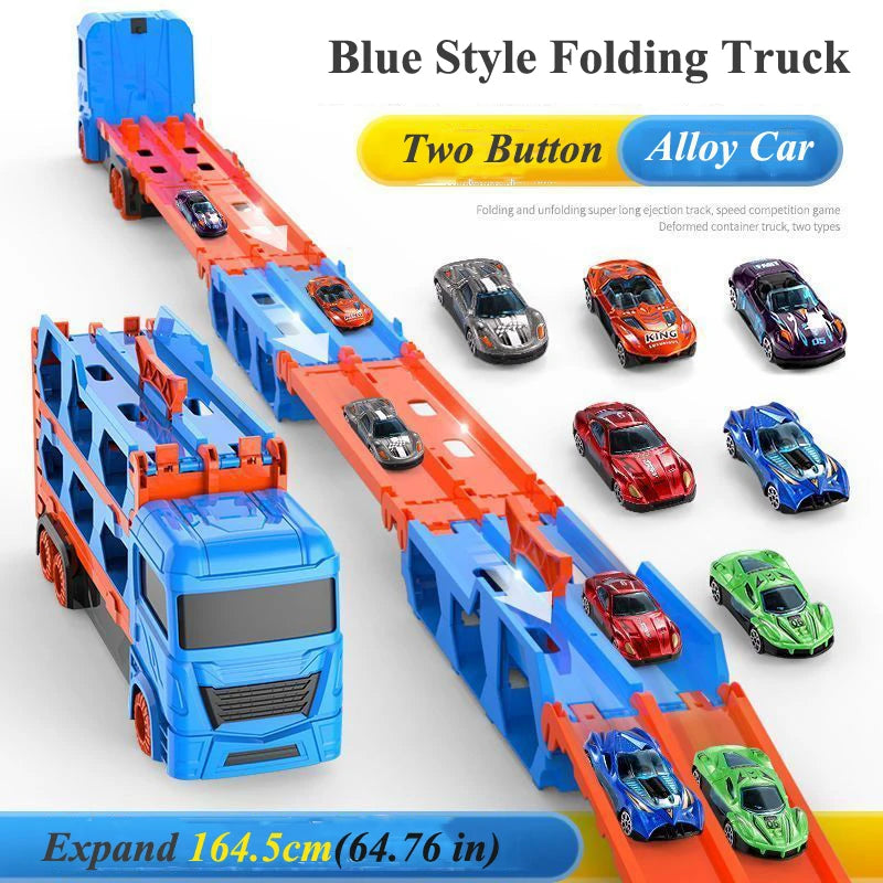 DSUE Folding Car Transporter Truck With Racing Track And Cars