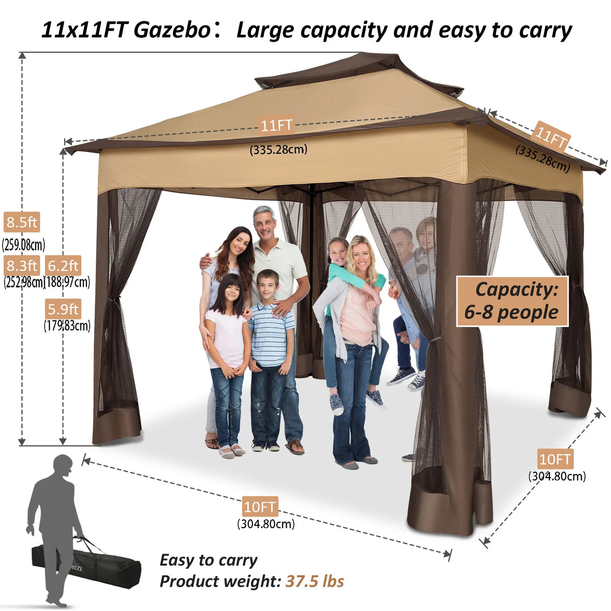 Cobizi Pop Up Gazebo With Mosquito Netting And Outdoor Cover