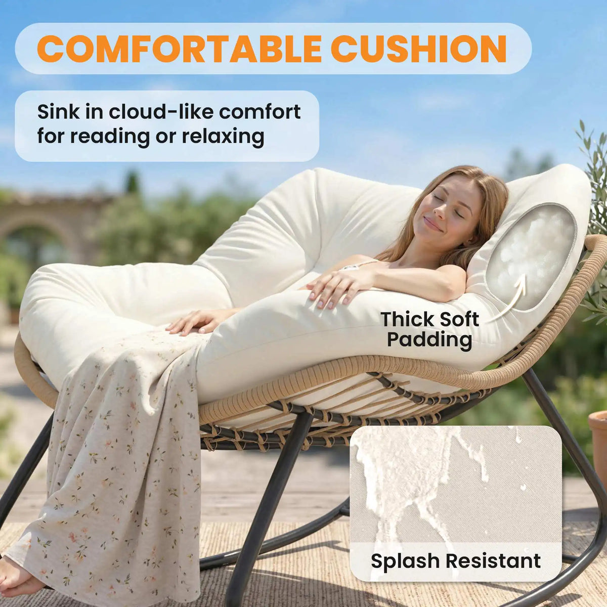 Outsunny Papasan Rocking Chair For Indoor And Outdoor Comfort