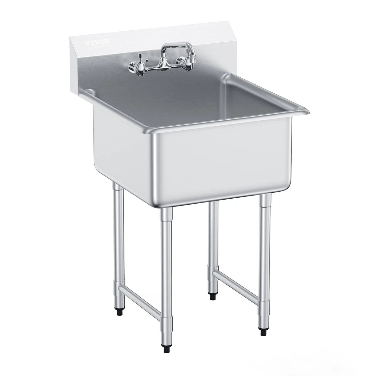 SucceBuy Stainless Steel Commercial Single Bowl Utility Sink With Faucet