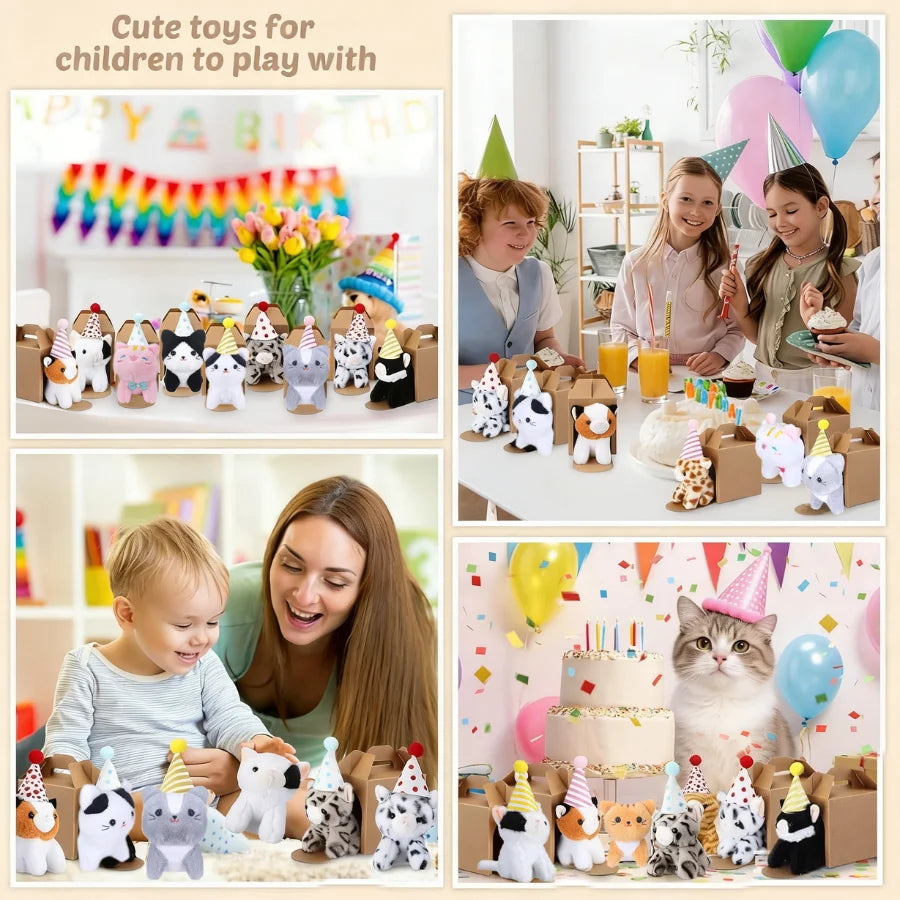 Adopt A Cat Mini Plush Favors With Hat Birthday Set