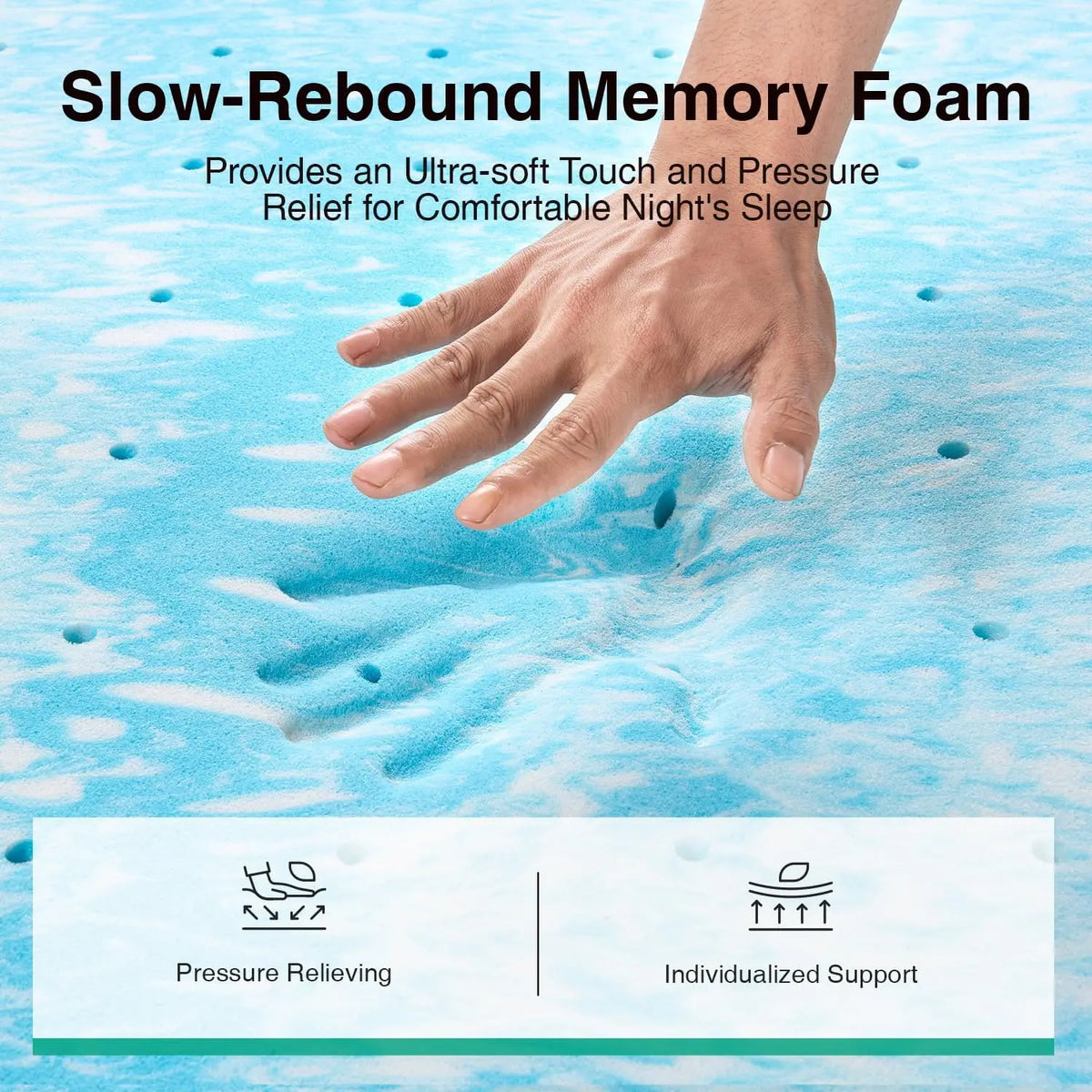 Novilla Cooling Gel Memory Foam Mattress Topper Ventilated Design