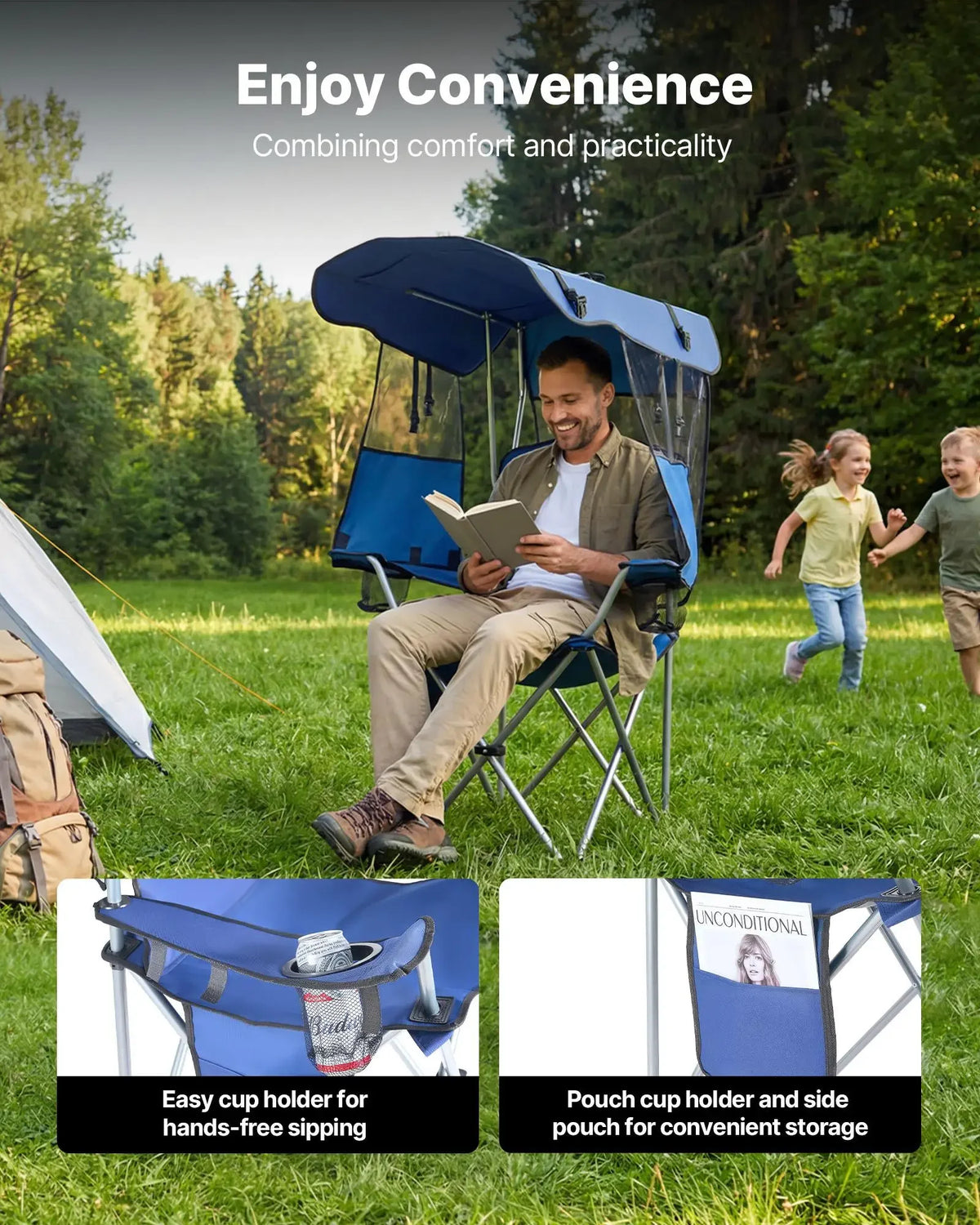 Portable Folding Outdoor Camping Chair With Sunshade