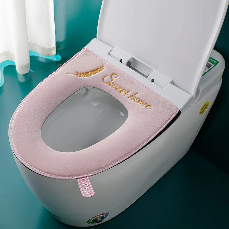 Waterproof Plush Toilet Seat Cover With Washable Zipper Design
