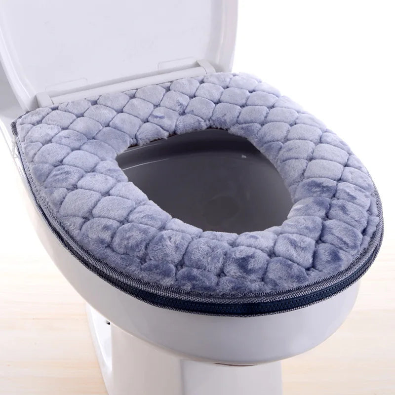 Waterproof Plush Toilet Seat Cover With Washable Zipper Design