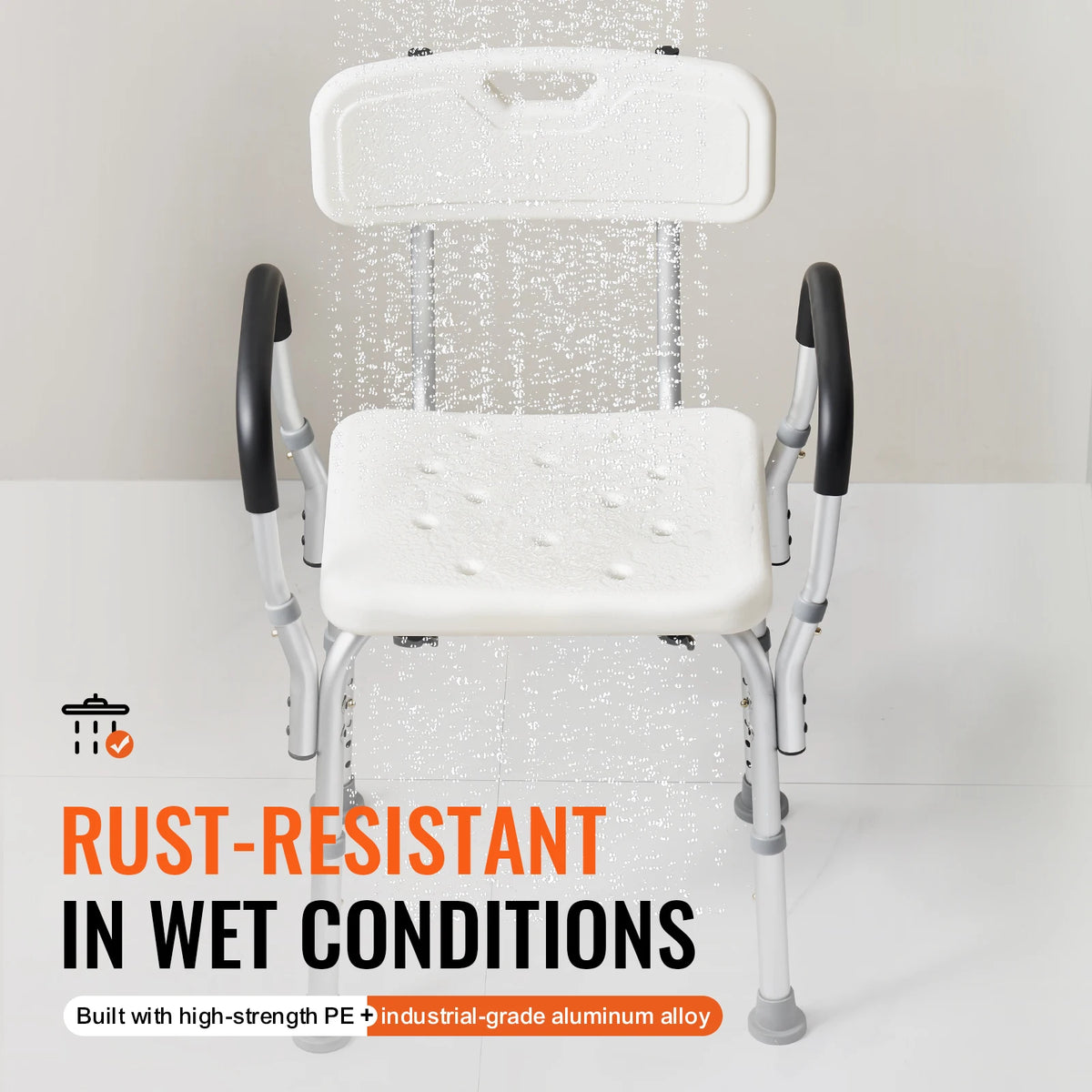 SucceBuy Adjustable Shower Chair With Back For Safe Bathroom Support