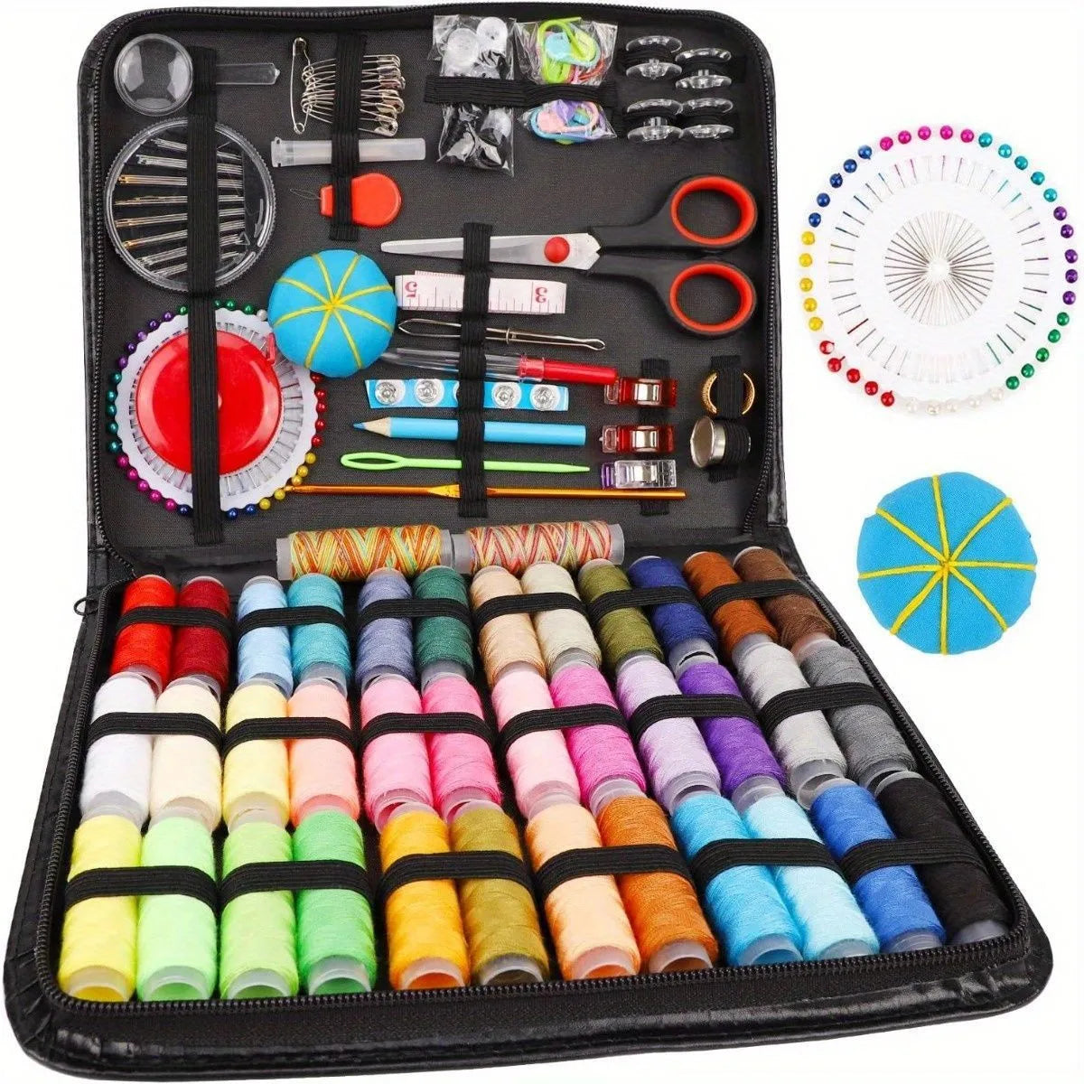 Complete Sewing Kit With Threads Needles Scissors And Tape Measure
